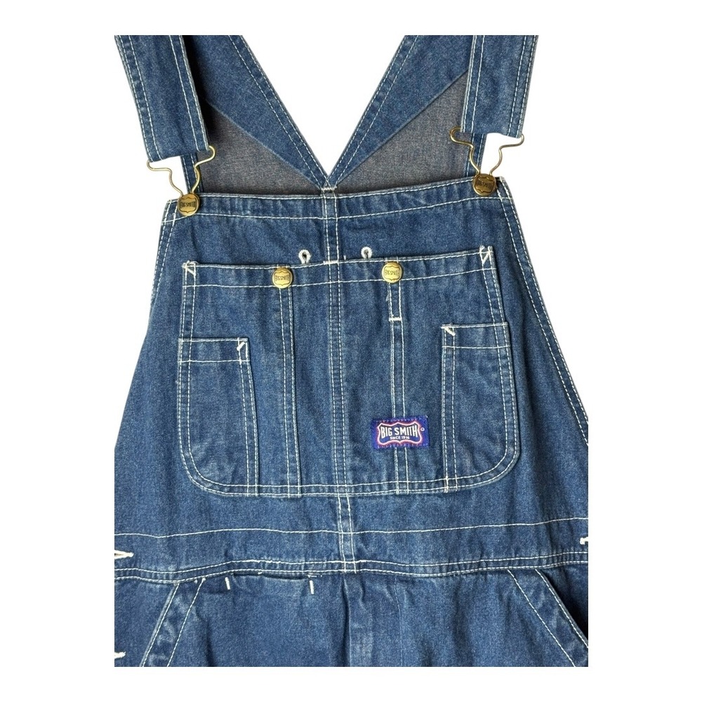 Big Smith Overalls Men 34‎ Blue Medium Wash Denim Bib Carpenter Cargo Y2K Work - Picture 5 of 12